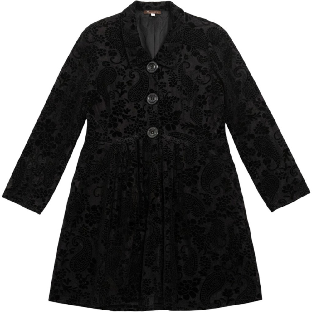 Surrealist Black Velvet Floral Tunic Top Jacket Whimsigoth Grunge L/XL Size 3